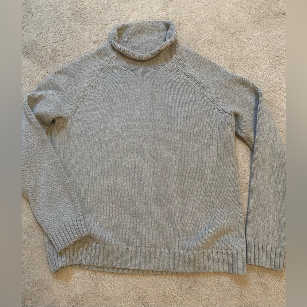 Vintage Quality Mock Turtleneck Gray 100% All Cotton Sweater